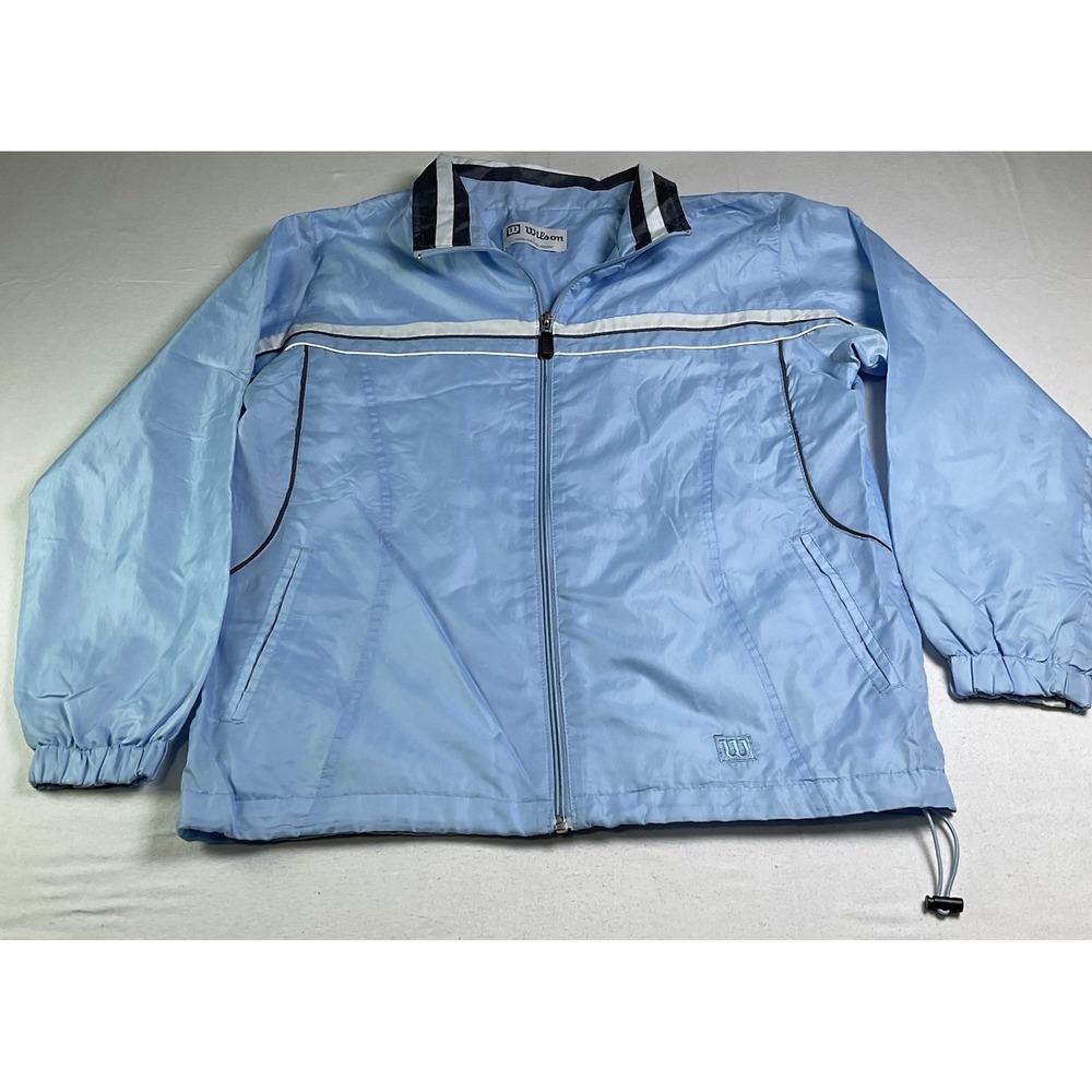 Wilson Vintage Windbraker Size S Light Blue Dark blue Accents Full Zip 656
